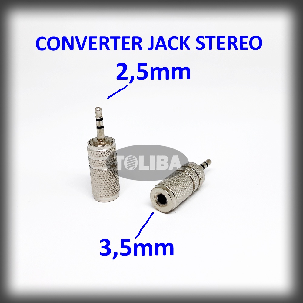 converter jack male mini audio stereo 2,5mm ke female lubang 3,5 mm / sambungan jack cowo stereo 2,5mm ke cewe lubang 3,5 mm / jack 2,5mm ke 3,5mm