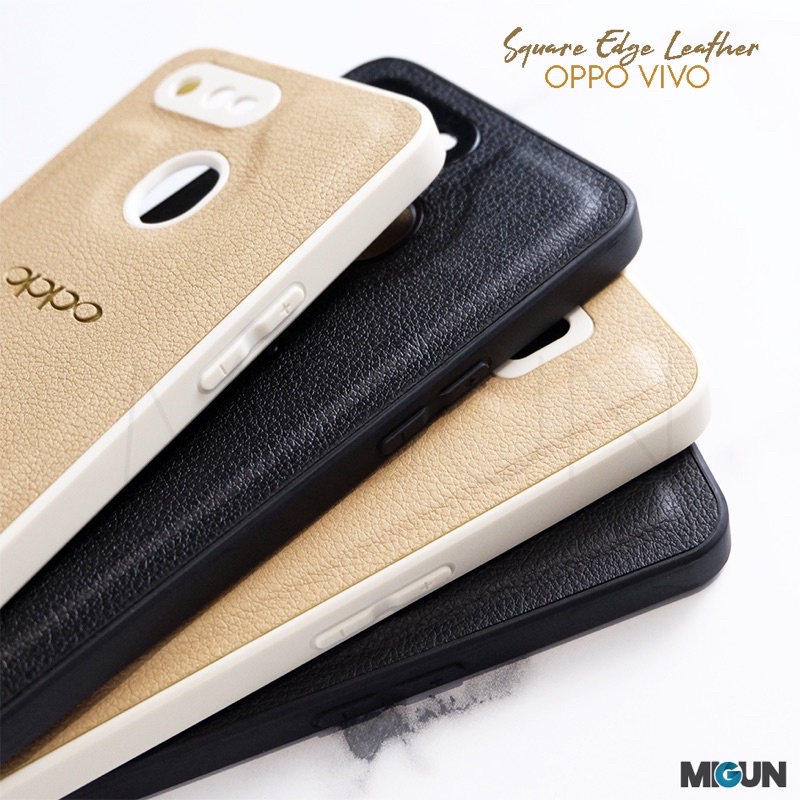 Leather Square Edge for OPPO REALME VIVO A12 A5S A11K A7 A53 A54 A15 A16 A1K C2 C12 C15 C20 C11 Y15 Y17 Y12 Y20 Y12i A74 A95 Y30 Y50 Y91 Y93 Y95 Y91C Y30 Y50