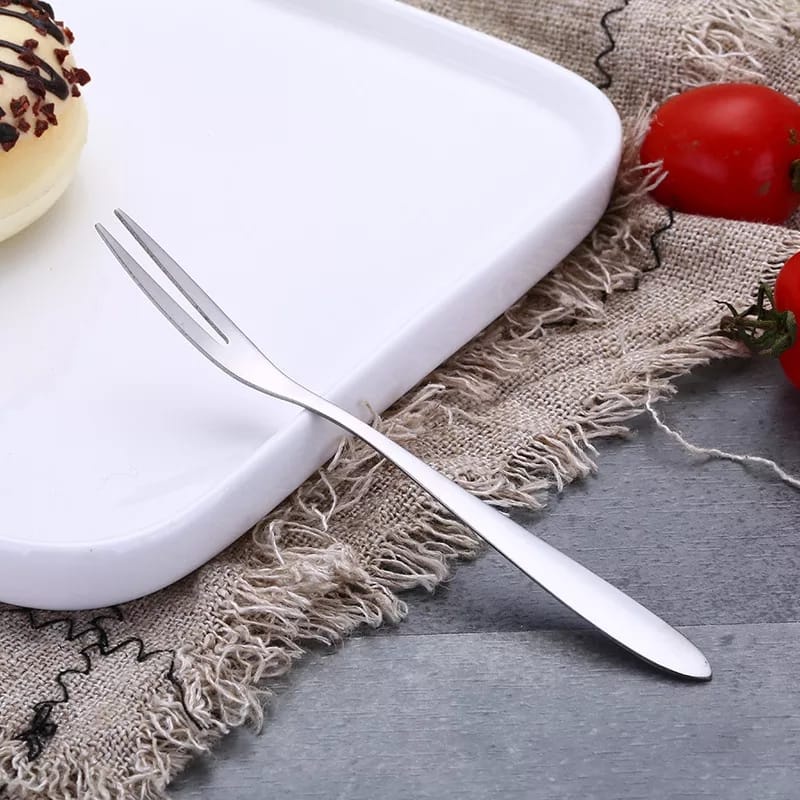 Garpu buah stainless steel -  trisula spork cake fruit