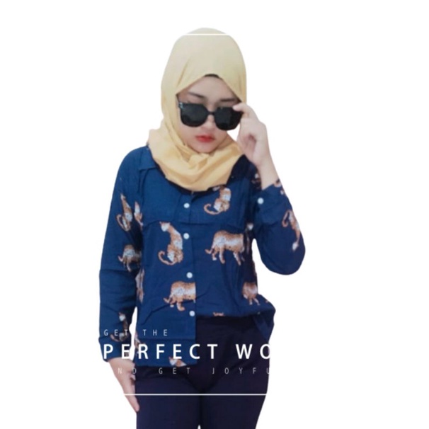 Kemeja Rayon Wanita Kekinian / Kemeja Rayon Motif Macan / TONNI DJAYA