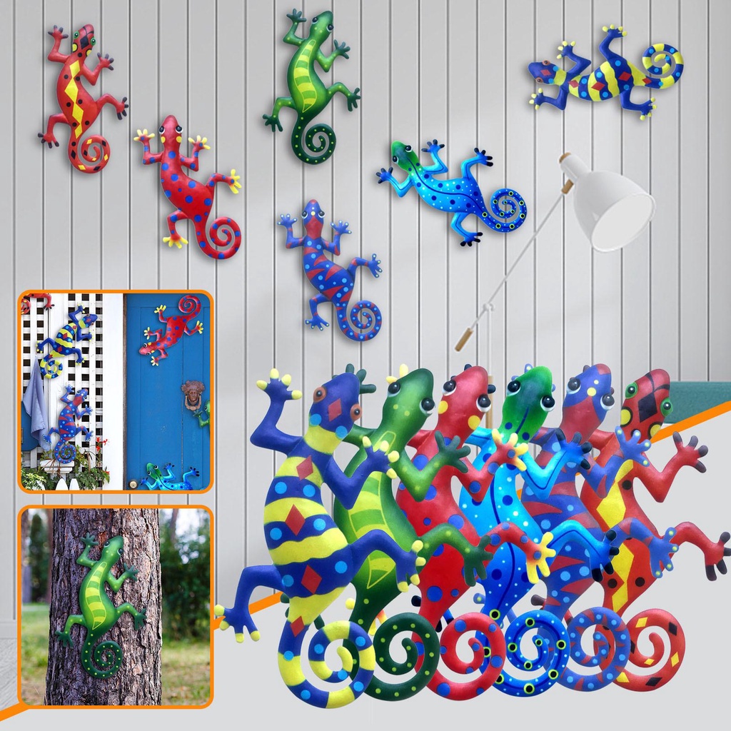 Solighter Metal Gecko Kamar Tidur Patung Inspiratif Indoor Outdoor Art Craft Statues