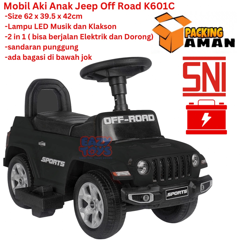 Mobil Aki Anak Tolo Car Jip Off Road 2 in 1 Fungsi Jalan Elektrik dan Manual PMB K601C