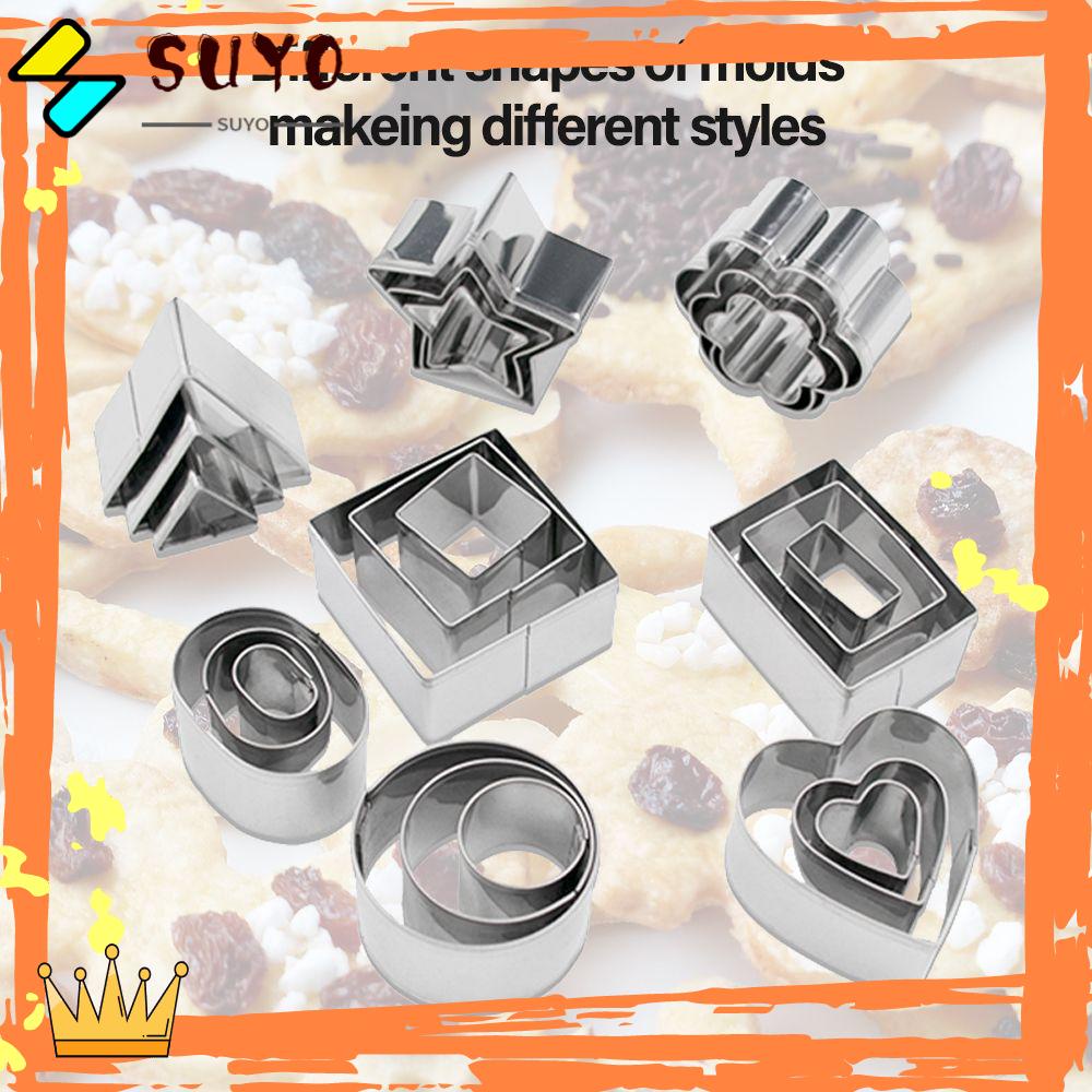 Suyo 24Pcs / Set Cetakan Pemotong Kue / Biskuit / Coklat / Pastry Bahan Stainless Steel Untuk Dapur / Rumah