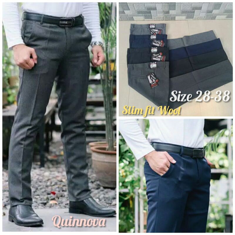 CELANA KANTOR | KERJA | FORMAL | BAHAN | PANJANG | HITAM PRIA SLIMFIT | MURAH