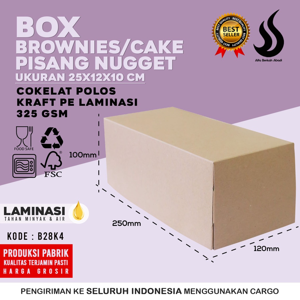 Box Kue 25x12x10 Dus Cake Dus Roti Dus Bomboloni (B28k4)
