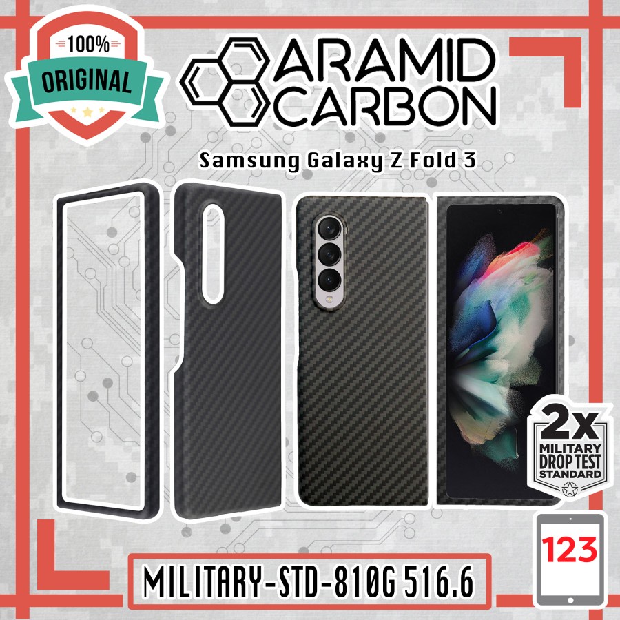 Case Samsung Galaxy Z Fold 3 Fold3 Casing Premium Pitaka Style Aramid Carbon Fiber - Asli Ori