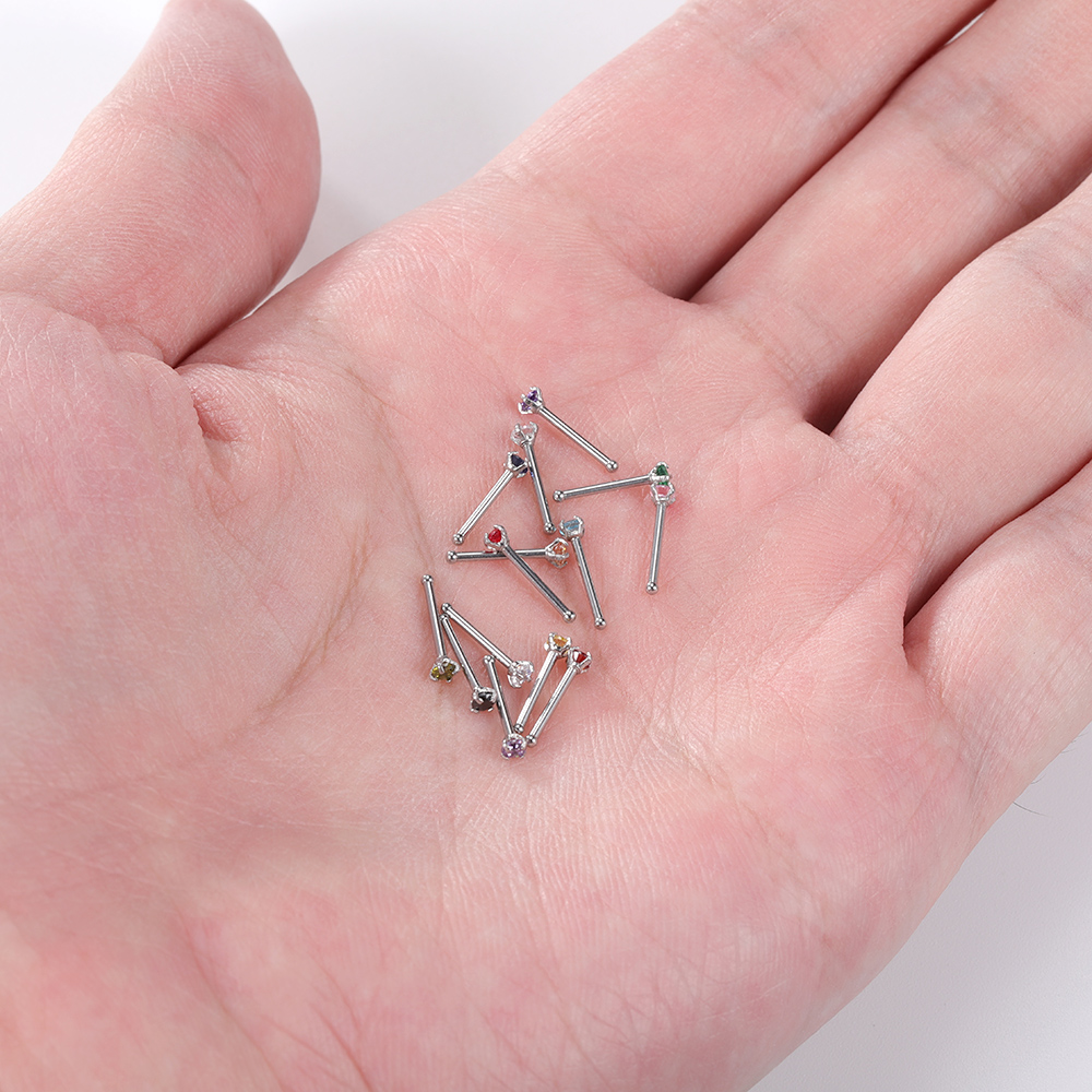 14pcs / Set Anting Tindik Hidung / Telinga Bahan Stainless Steel 20g