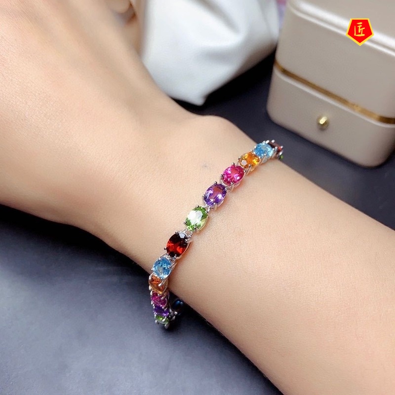 [Ready Stock]Colored Gemstone Bracelet Special-Interest Design