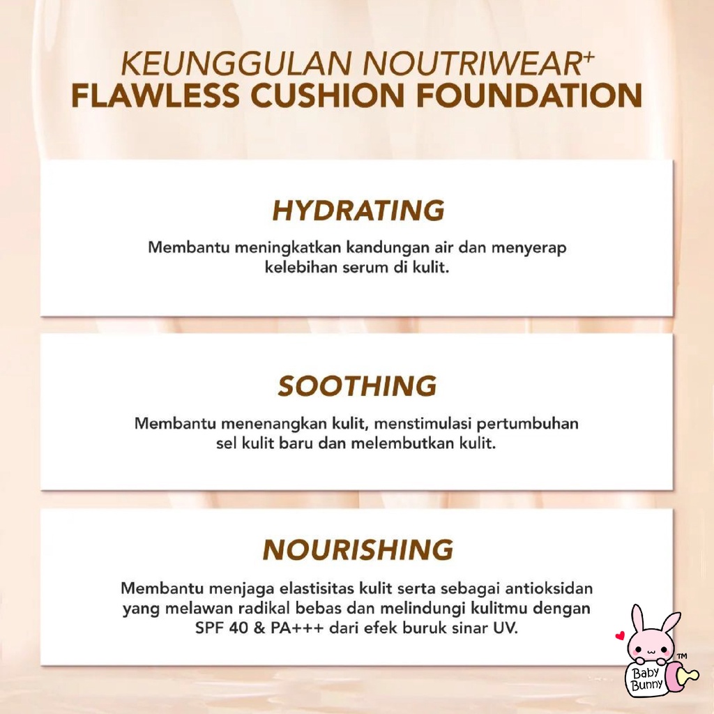 ❤ BELIA ❤ YOU Noutriwear+ Flawless Cushion Foundation SPF 40 PA+++ | Full Size | Refill Size | Waterproof | Tahan Lama | BPOM