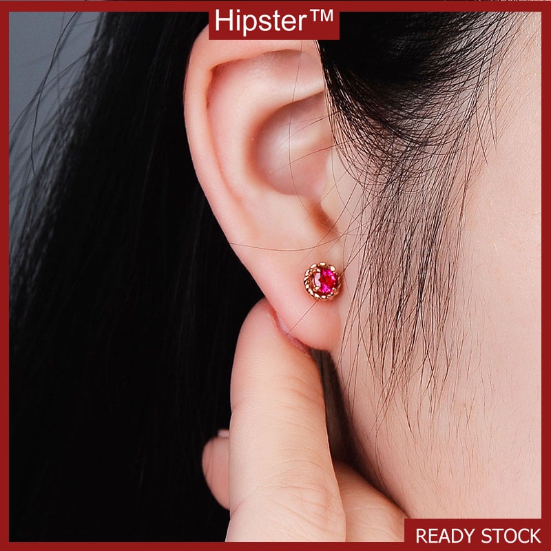 Hot Sale Simple Fashion Classic Red Crystal Rose Stud Earrings