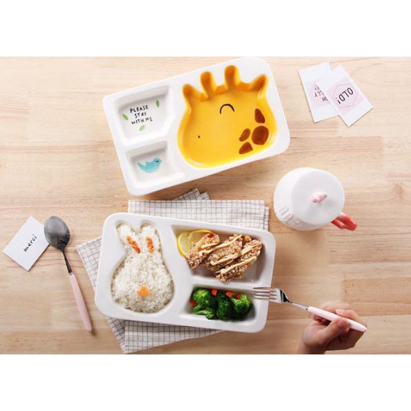 P 159 Piring Sushi/Piring segi keramik motif rabbit jerapah elephant  motif unik lucu import