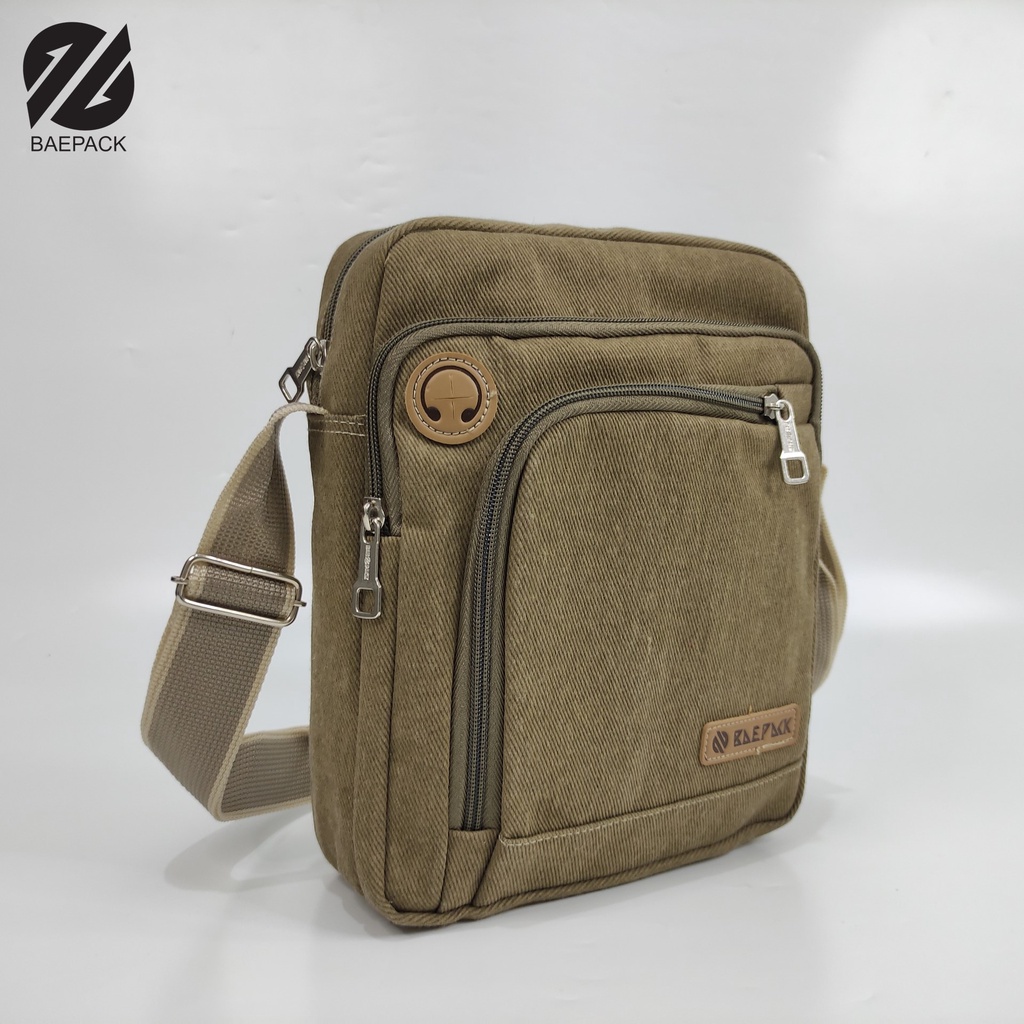 Tas Selempang Kanvas Cowok Dengan Lubang Headset Argo Hijau Army Baepack / Tas Bahu Pria / Tas Canvas Terbaik Produsen Bandung