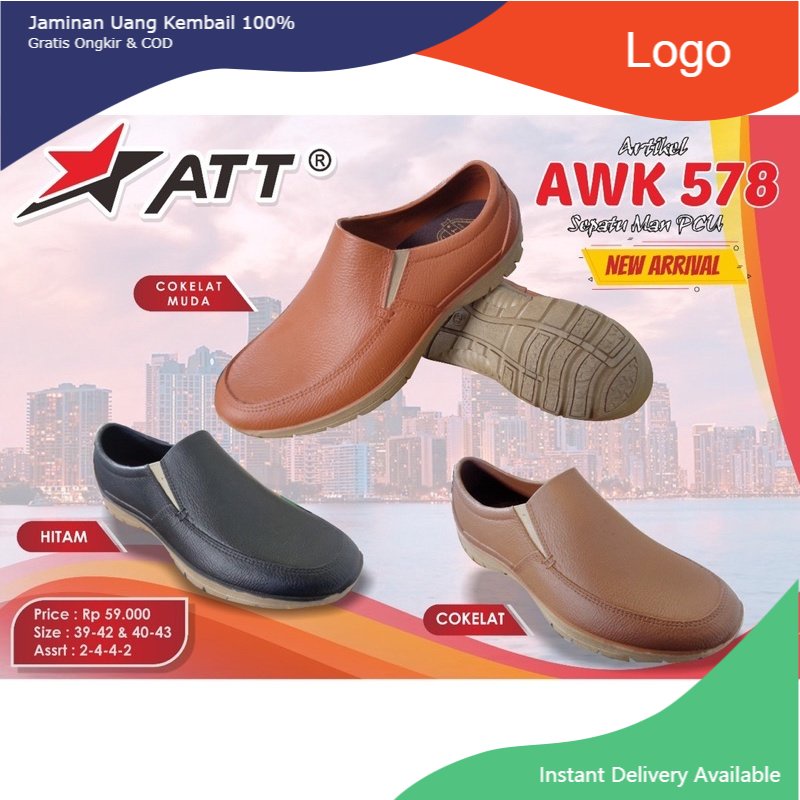 arisf Sepatu Cowok Pria Karet Murah Merk ATT art AWK 578