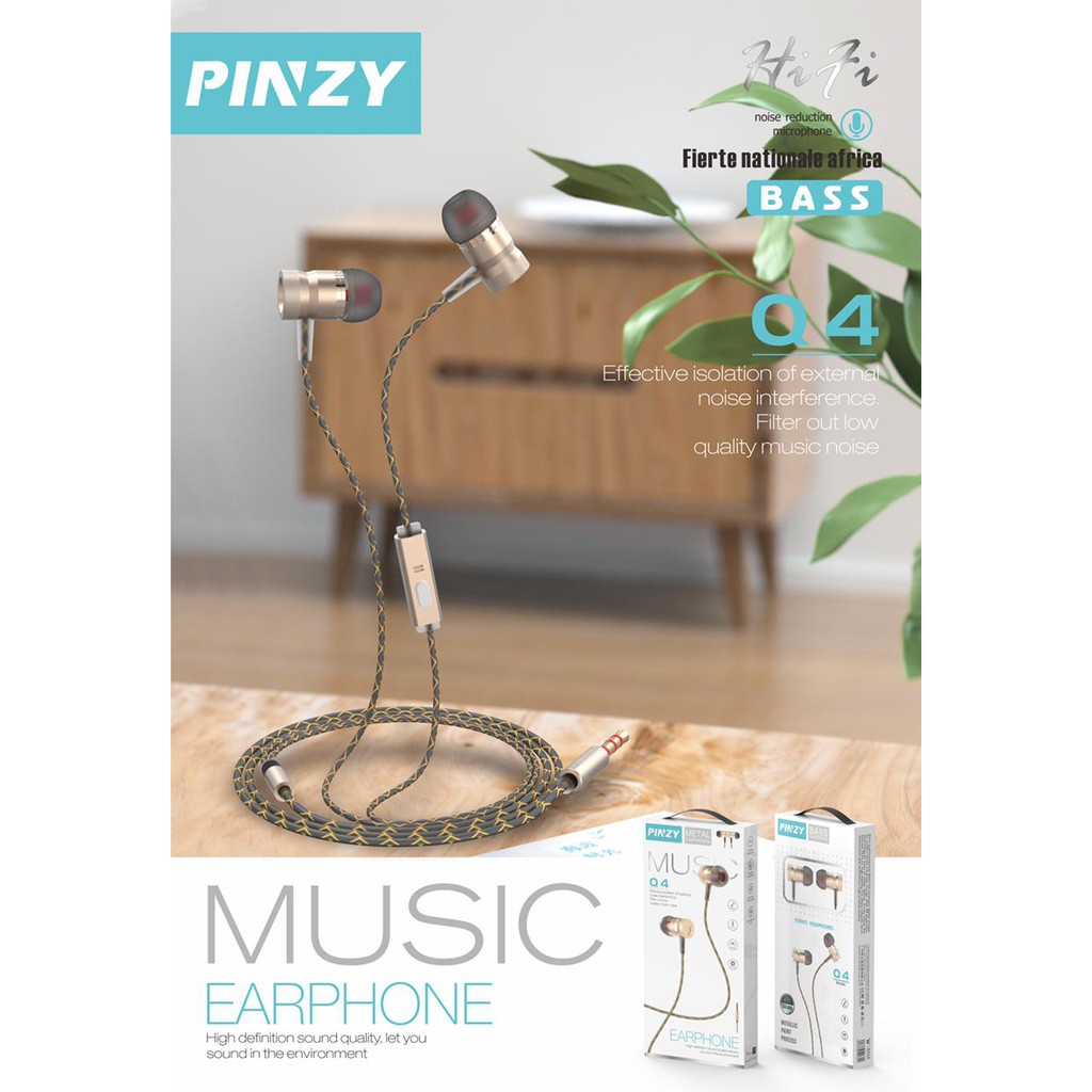 Headset - Earphones Pinzy Q4 Metal Original 100% High Quality &amp; Sounds