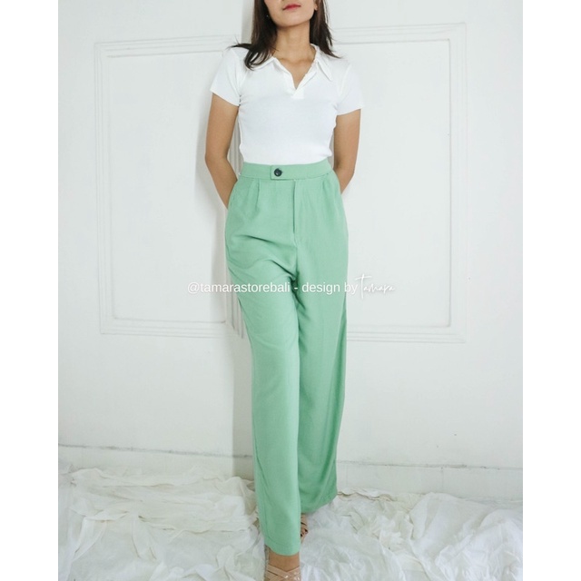 BASIC LONG KULOT HW RAYON PREMIUM CELANA DENGAN 2 KAIT KANCING DAN RESLETING HIGH WAIST