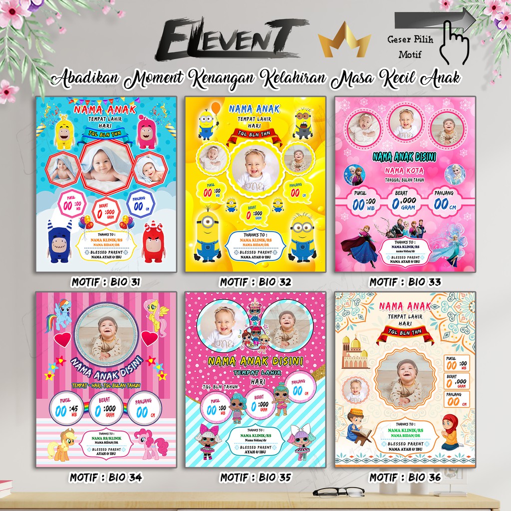 Biodata Anak Bingkai Kaca Foto 10R data kelahiran Anak Biografi baby Wall Decor Custom Biodata Bayi Unik Kado bayi hadiah Newborn baby pigura kaca Gantung Frame Photo bayi Hiasan Menarik Hadiah Lucu Keponakan Dinding Free Desain Murah