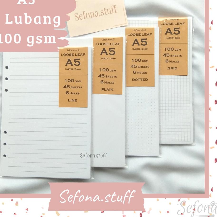 

(TERBARU) Isi Kertas File Refill Binder Loose Leaf A5 Bookpaper 6 Holes/ Lubang / Ring Grid Dotted P