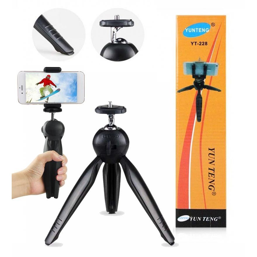 Tripod yunteng yt 228 mini tripod camera 2in1 / tripod yt288 mini plus holder u tripod tangan