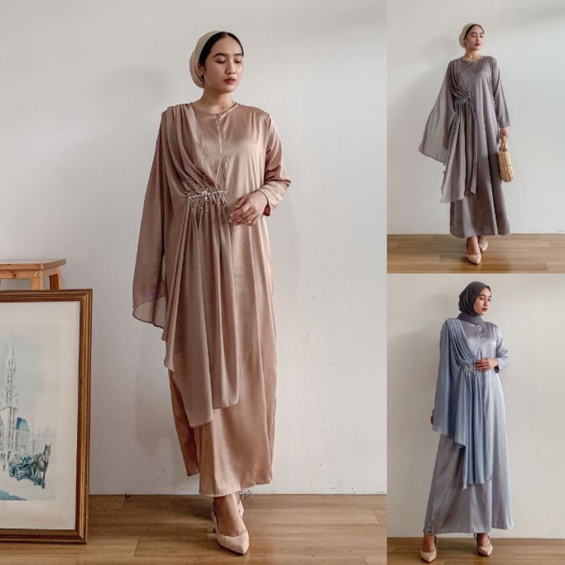 LACE DRESS / Dress with brukrat / tule dress / dress lebaran / dress busui brokrat / set busui friendly