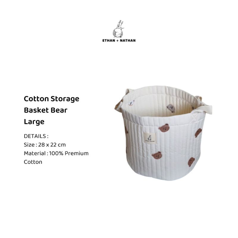 Ethan + Nathan Cotton Storage Basket Ethan Nathan korean bear tulip cherry dino cotton bag