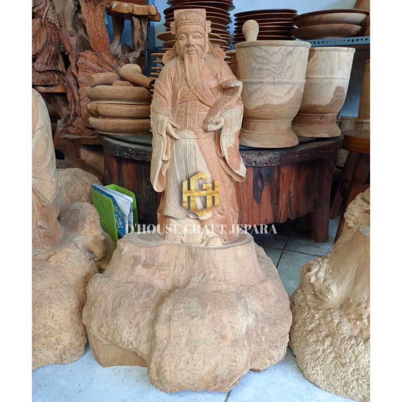 Patung Relief Biksu Budha Akar Kayu Jati Vol 2 (Tinggi 83cm)