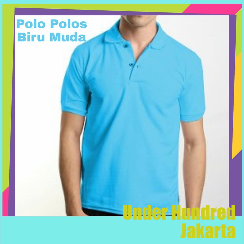 Kaos Kerah Polos Biru Muda - Polo Polos Biru Muda - Kaos Kerah Polos Pria