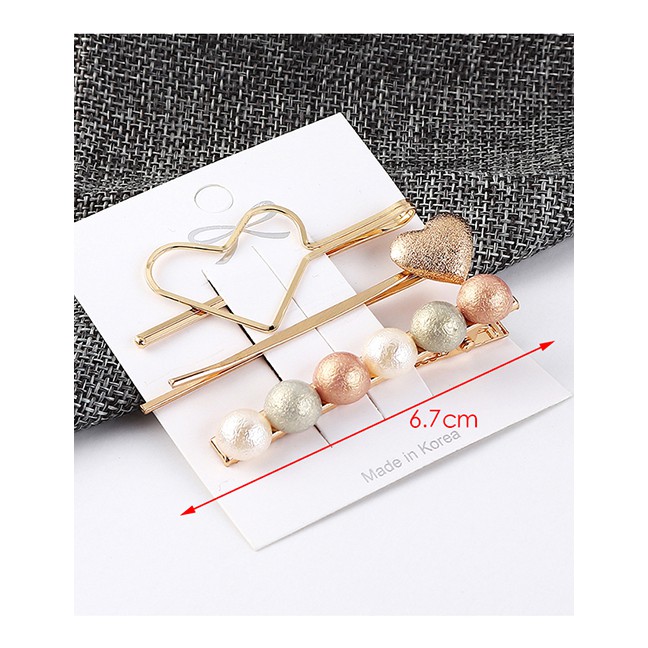 LRC Jepit Rambut Fashion Alloy Pearl Love Hair Clip Set Y6189X