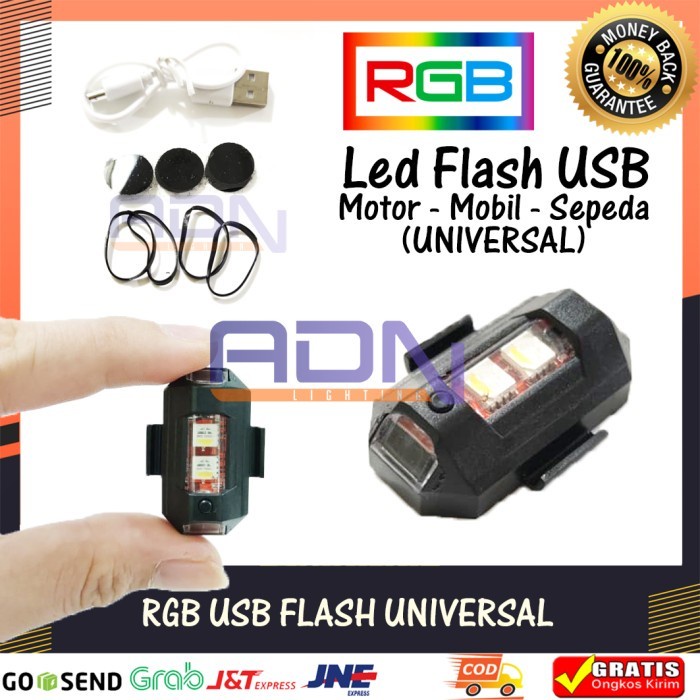 ADN.in Lampu LED Kedip PESAWAT RGB 7 Warna USB mobil sepeda motor RGBW