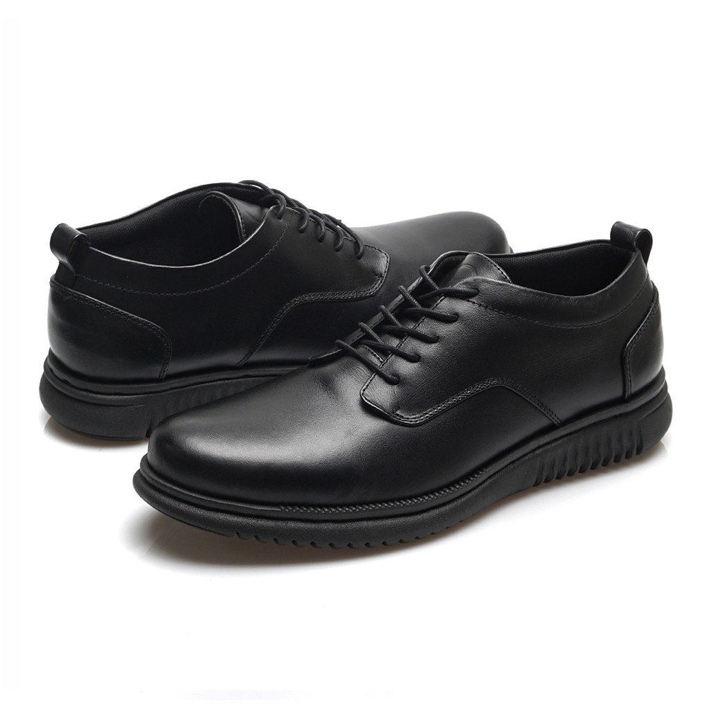 HATTA BLACK ORIGINAL x KENZIOS Sepatu Formal Kulit Sapi Asli Pantofel Tali Full Hitam Pria Kerja Kantor Resmi Kantoran Wisuda Kuliah Pesta Wedding Kondangan Nikah Casual Derby Genuine Leather Oxford Kenzio Footwear Big Size Ukuran Jumbo 44 Keren Terbaru