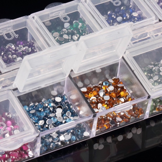 Rainbow Rhinestones 12 warna permata untuk nail art