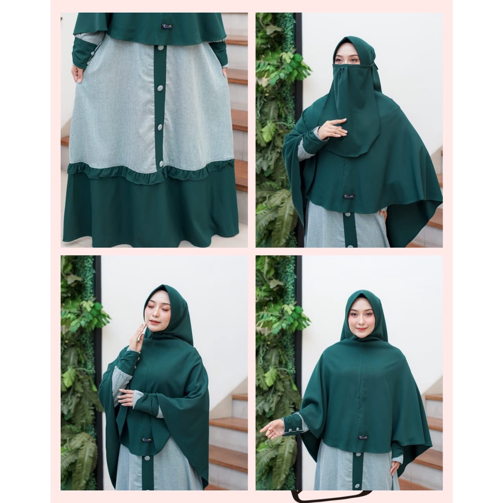 Gamis set cadar Hamidah madina katun dan plat HILMA wolfis XL XXL khimar baju muslim set jilbab krudung syari hijab