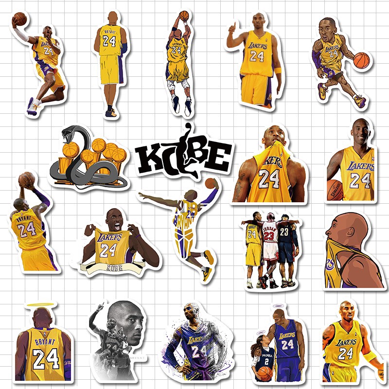 50 pcs Basketball Stickers Kobe Bryant Sticker Waterproof Kids Toy Stickers for Luggage Laptop Phone Skateboard Decal