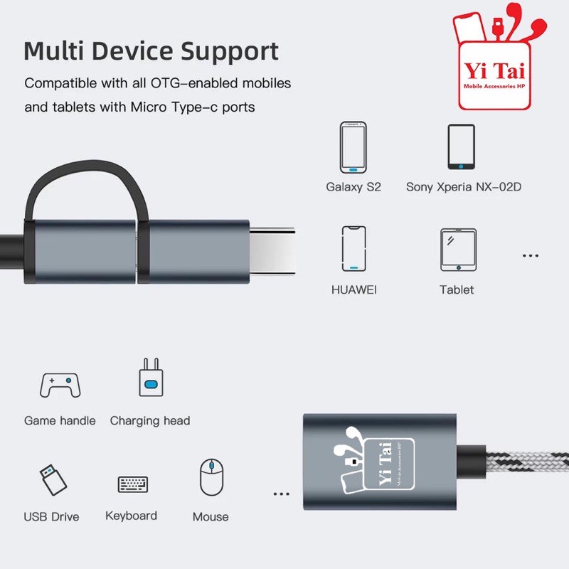 OTG 2 IN 1 ( YI TAI ) YT-21 YT-22 OTG 2IN1 MICRO USB TYPE C FAST TRANSFER DATA 3.0