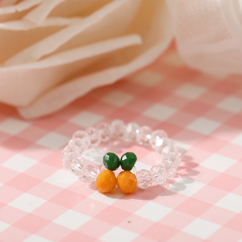 Cincin Desain Buah Cherry Aksen Kristal Untuk Wanita