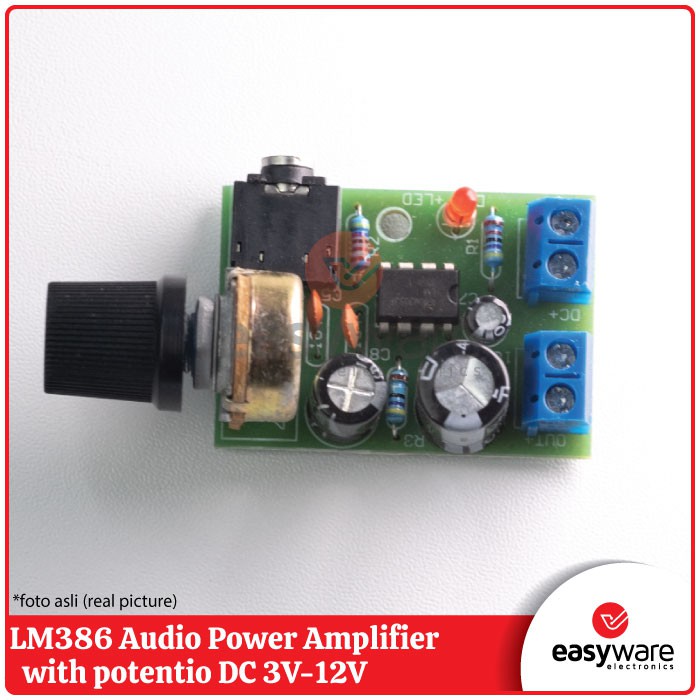 LM386 Audio Power Amplifier with potentio DC 3V-12V Mini AMP Module