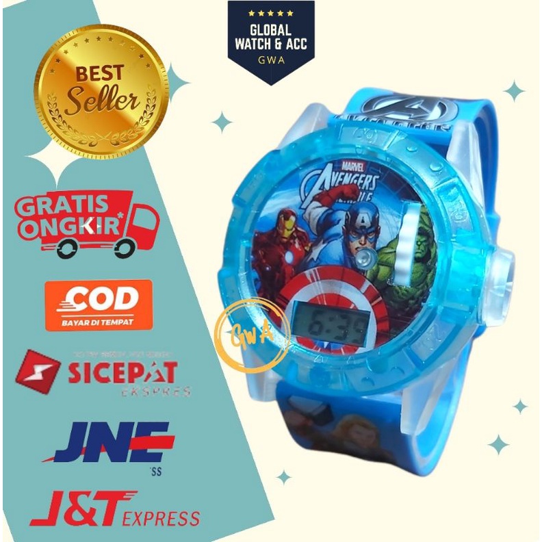 Jam anak laser musik karakter Capten america