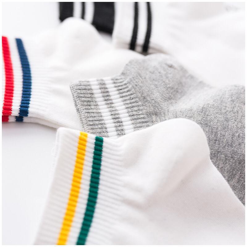 MurmerOfficial R140 Kaos Kaki Korea Style Fashion Casual Sport Motif Garis Bahan Katun Warna Polos