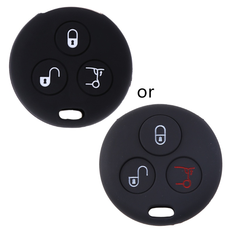 Cre Case Cover Kunci Mobil Bahan Silikon Untuk Benz Smart City Roadster Fortwo 3 Tombol