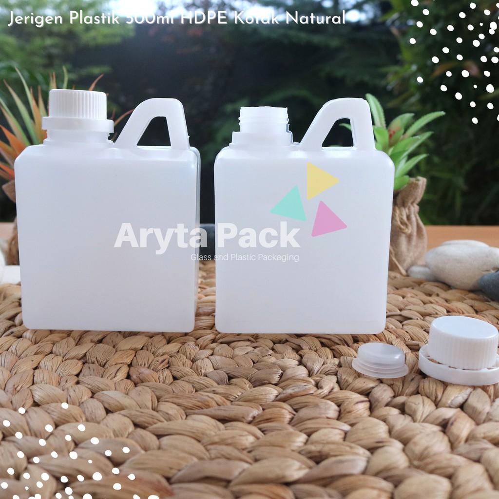 Jerigen plastik HDPE 500ml kotak natural madu kimia handsanitizer tutup segel - GROSIR