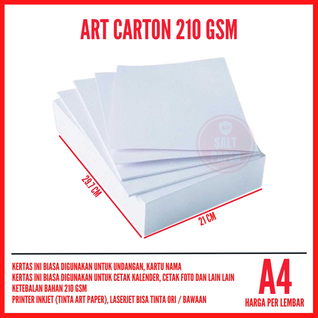 

Art Carton 210 gsm A4 per lembar / Art Carton A4 210 gsm