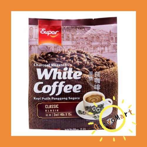 

Super White Coffee Classic Charcoal Roasted Coffee 3in1 Klasik 600gr