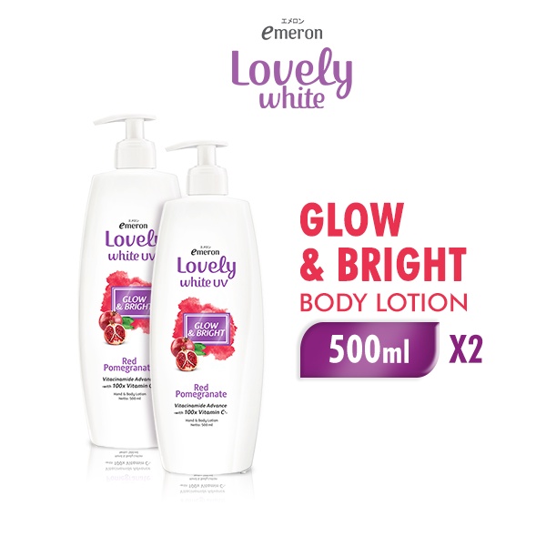 Emeron Skincare Hand & Body Lotion Glow & Bright White 500 ML x 2 pcs