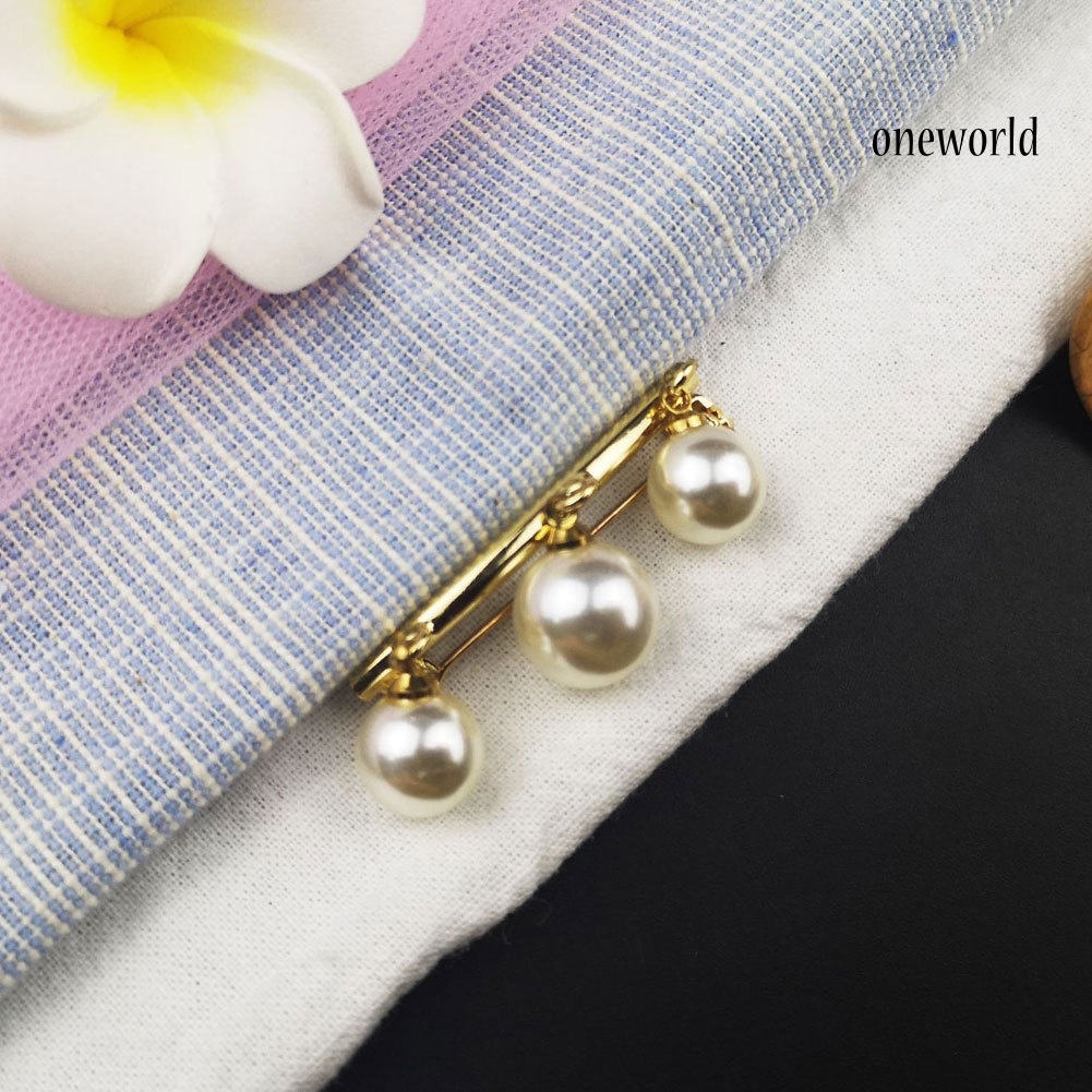 OW@ Fashion Faux Pearl Brooch Pin Women Shirt Coat Cardigan Scarf Decor Jewelry