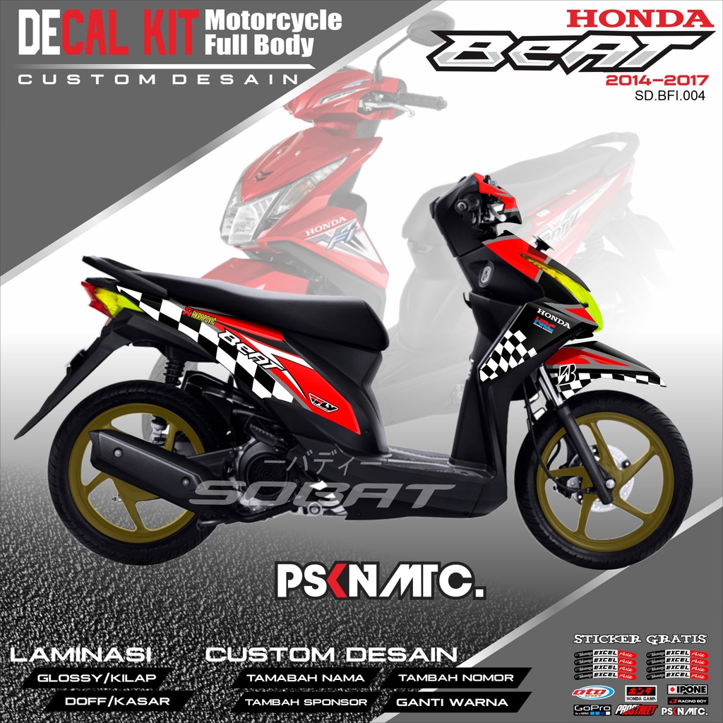 Decal BEAT FI - Dekal Stiker Striping Fullbody Fullblok List Honda BEAT FI 2014 Custom Desain RACING