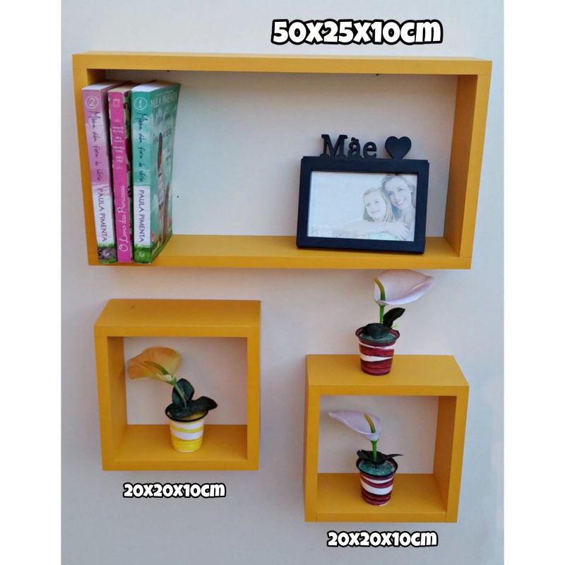 Ambalan Kotak Gantung Satu Set ISI 3 / Rak Buku Gantung / Rak Dinding