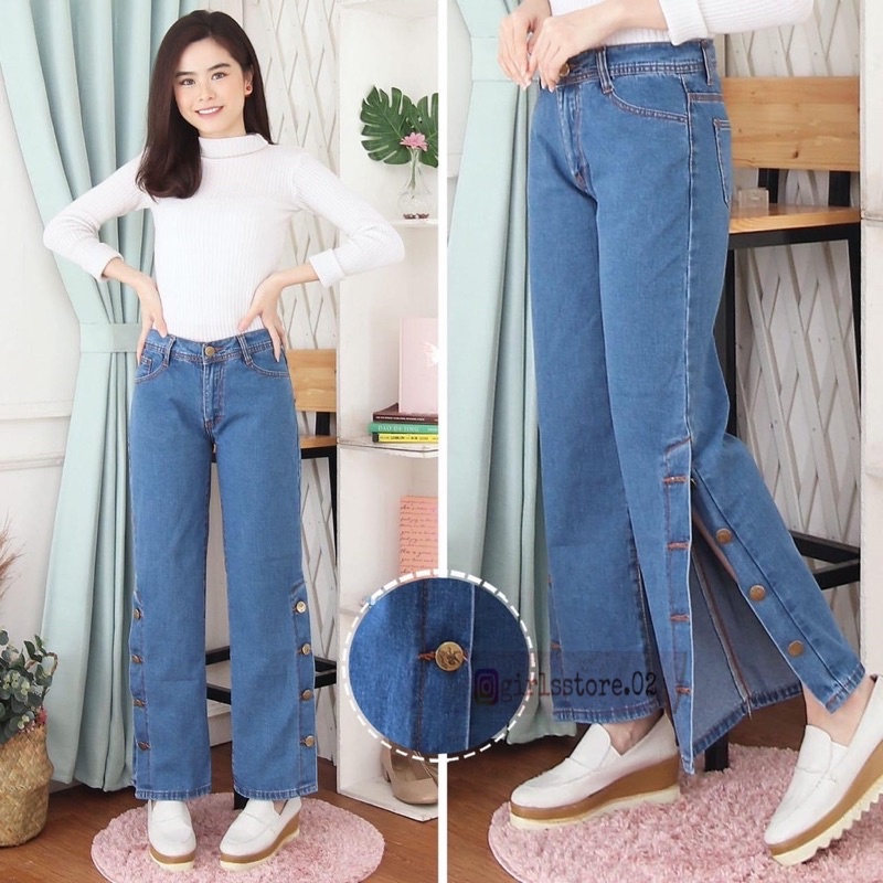 Bf jeans kancing bawah