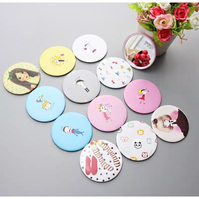 CERMIN KACA BULAT KECIL/CERMIN SAKU KECIL/CERMIN MAKE UP