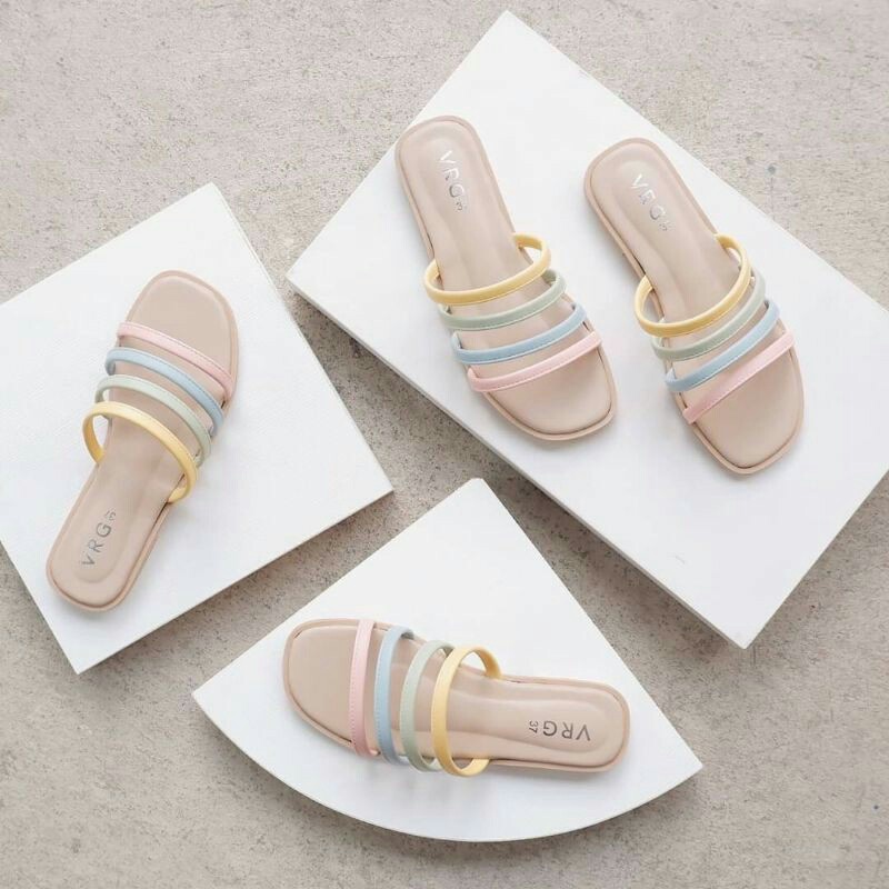 Sandal teplek wanita tali/sandal wanita tali slip sandal/sandal tali pelangi