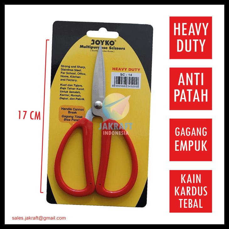 

Gunting Kain Kardus Kain Tebal Joyko Sc-14 Heavy Duty Gagang Empuk Kode 1371