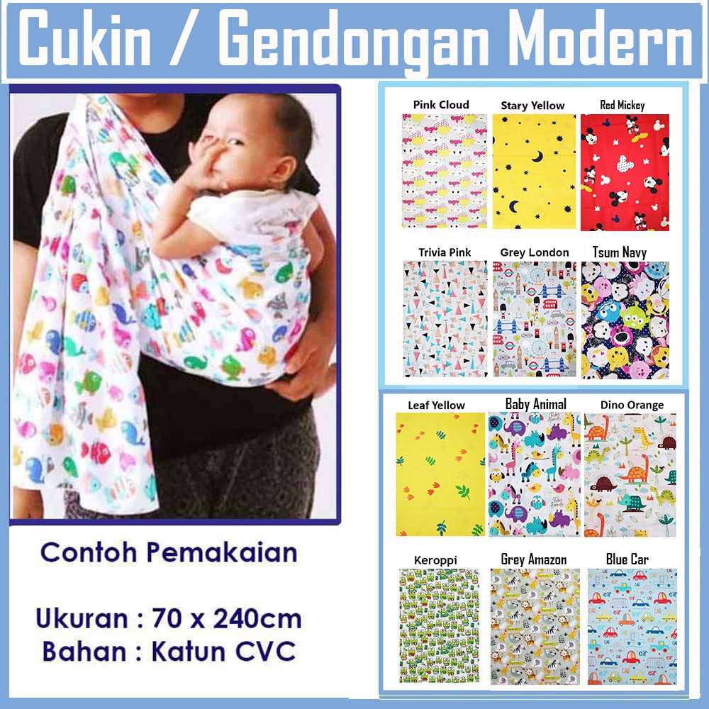 Cukin Motif Kartun Gendongan Selendang Modern Motif Gendong Bayi